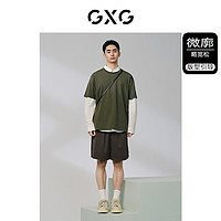 GXG 男装 210g重磅分割设计简约宽松休闲短袖T恤男士 24年夏季新品