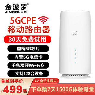 金波罗【送1500G流量】金波罗5G CPE移动路由器家用穿墙王免插卡上网卡WIFI6随身wifi全网通无线千兆宽带 鼎桥5G芯片+双频WIFI6 5G CPE设备（可插卡版）+7天体验流量