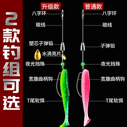 德州钓组套装成品曲柄钩路亚鲈鱼鳜鱼铅坠t尾软饵绑好线组铅头钩