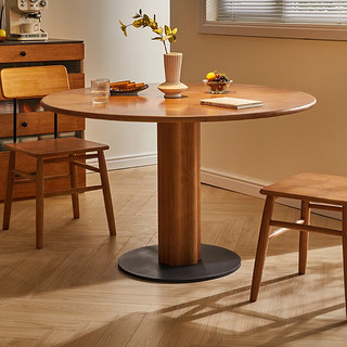 JIAYI 家逸 实木餐桌圆餐桌家用餐桌椅组合圆形吃饭桌子 单个餐桌樱桃木色