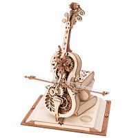 Robotime 若态 若客秘境大提琴手工小DIY八音盒木质3d立体拼图音乐盒情人节礼物