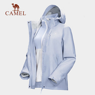 骆驼（CAMEL）丁真同款CamelTex户外御寒冲锋衣男防油污外套三合一登山服3514 深蓝男 XL