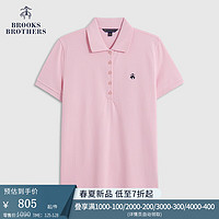 布克兄弟（BrooksBrothers）女士24春夏美式棉质翻领针织Polo衫 B655-深粉色 M