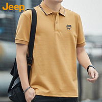 Jeep 吉普 T恤男短袖春夏季Polo商务休闲衫男士潮流百搭衣服男装 土黄 M