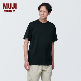 MUJI 無印良品 无印良品 MUJI 男式 天竺织圆领短袖T恤男士打底衫男款夏季AB1MIA4S 黑色 L (175/100A)