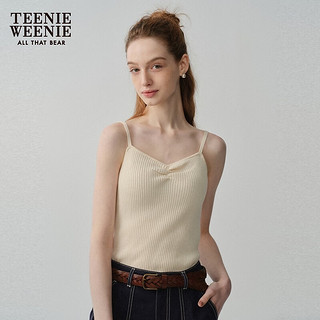 Teenie Weenie【UPF50+】小熊针织吊带女2024年夏季防晒背心无袖打底衫 乳白色 160/S