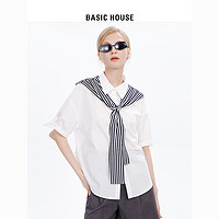 百亿补贴：BASICHOUSE 百家好 Basic House/百家好衬短袖衬衫女设计感小众2023夏季新款披肩衬衣