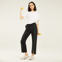 GYMNA 复古学院风开叉直筒运动裤2023新款高腰速干宽松休闲长裤女