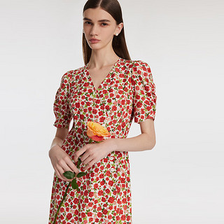 歌莉娅 夏季  印花茶歇连衣裙  1C4R4K36A 98D红玫瑰印花（预计4月15日发货） S（预计4月15日发货）