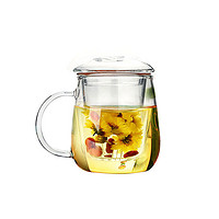 RELEA 物生物 茶水分离杯 带过滤茶水分离  耐热泡茶杯子 玻璃杯 蘑菇杯 500ml