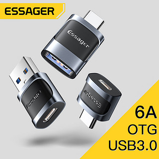 ESSAGER益斯type-C转接头OTG转换器Type-c转USB3.0安卓手机转换器车载便携快充电转接适用笔记本华为手机 （USB母转Type-C公）黑色