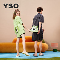 YSO 大眼仔夏季情侣睡衣女翻领短袖卡通套装男可外穿家居服B