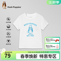 暇步士（Hush Puppies）童装男童女童短袖夏装大童儿童短袖经典时尚柔软舒适 本白 140cm