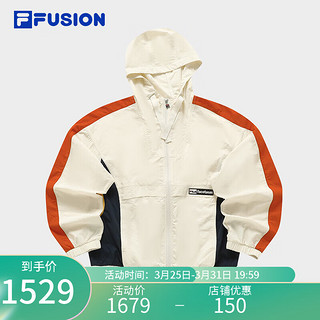 FILA 斐乐 FUSION x FACETASM斐乐潮牌梭织外套女2024夏季拼色上衣 麦芽糖白-IV 170/88A/L