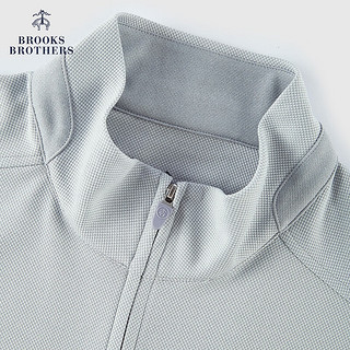 布克兄弟（BrooksBrothers）男士24春夏纯色立领拉链针织开衫马甲 0007-灰色 M
