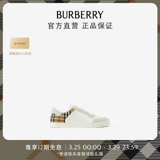 博柏利（BURBERRY）男鞋 皮革、麂皮拼格纹运动鞋80690891