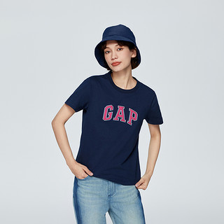 Gap 盖璞 女装2024春夏泡泡印花LOGO圆领短袖T恤纯棉打底衫402168