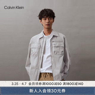 卡尔文·克莱恩 Calvin Klein Jeans24春夏男士刺绣贴袋拉链衬衫领工装夹克外套J325507 PC8-银河灰 L