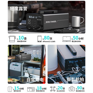 移族P1000 【轻巧便携】移动户外电源220V 1000w大功率大容量 快充0噪音床车自驾露营备用电池 太空灰