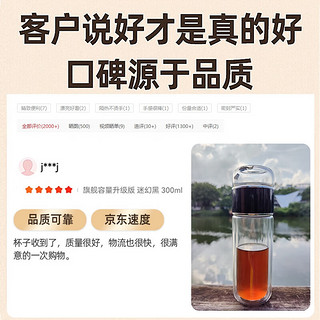 宝威玛（BVGMAV）玻璃杯英国 茶水分离双层隔热透明玻璃泡茶杯子300ml 【大玉透】 迷幻黑 300ml