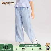 PawinPaw卡通小熊童装2024春夏季女童直筒九分牛仔裤儿童裤子 Indigo牛仔蓝色/55 130