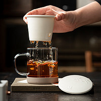 领匠 茶水分离陶瓷玻璃茶杯 蜻蜓-泡茶杯 350ml