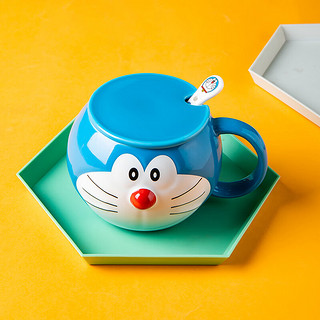 泥火匠&哆啦a梦造型杯水杯陶瓷杯子卡通蓝胖子茶杯家用陶瓷咖啡杯 哆啦A梦造型杯（带盖勺）