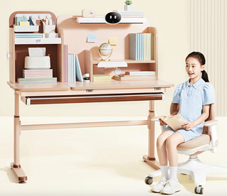 作业帮 梦想家AI伴学灯X1升级款 儿童学习实木书桌追背椅套装1.2m碧空蓝