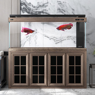 德克（D&A）龙殿系列大型专业龙鱼缸客厅家用落地超白玻璃生态底滤智能水族箱 红酸枝（专业款） 176x68x165cm