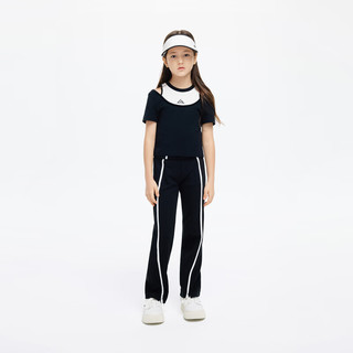 little MO&Co.抑菌 little moco童装24夏装女童亲子装假两件露肩短袖T恤衫 黑色  165/80
