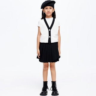 little MO&Co.速干 little moco童装24夏装女童不对称百褶裙运动半身短裙 黑色 150/61