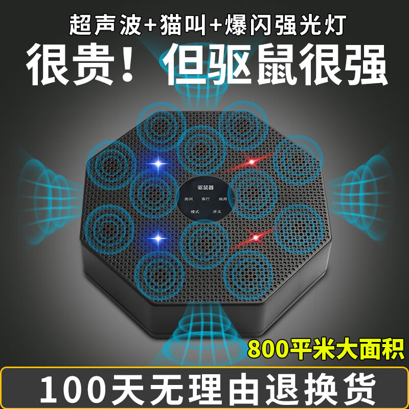 易控全自动超声波驱鼠捕老鼠大功率家用仓库商场赶防电子猫1台装