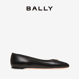BALLY巴利24春夏Ballyrina黑色皮革底女士芭蕾鞋6306444 黑色 39