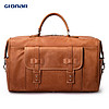 GlonaR男士短途旅行包真皮商务出差运动训练行李手提包大容量大提包 复古棕【头层油蜡】