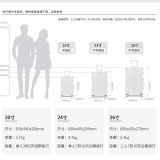 梦旅者复古行李箱万向轮铝框拉杆箱密码箱包大容量旅行箱登机箱男女 升级版草奶昔 20英寸（登机箱+磨砂箱体）