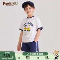 PawinPaw卡通小熊童装2024年夏季男女童撞色运动短袖套装休闲 Navy藏青色/59 120