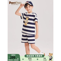 Paw in Paw PawinPaw卡通小熊童装2024年夏季男女童条纹短袖套装 Navy藏青色/59 110