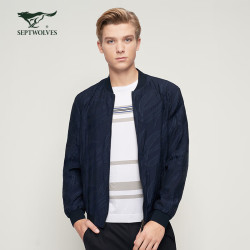 septwolves七匹狼夹克男春季棒球领外套男士提花单茄克衫防风衣男装