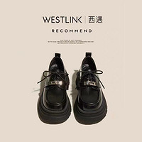 WESTLINK 西遇 英伦风厚底乐福鞋女2024春夏季系带JK单鞋