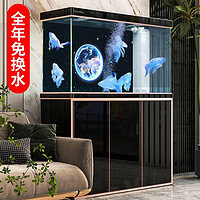 SUNSUN 森森 大型鱼缸底过滤水族箱客厅家用落地玻璃生态金鱼缸 1.2米长42cm宽（黑白灰可选）