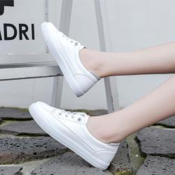 warrior回力女鞋小白鞋秋季休闲百搭一脚蹬透气皮面鞋单鞋浅口学生