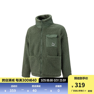 PUMA 彪马 官方 新款男女同款情侣仿羊羔绒立领拉链外套 SHERPA 539570 墨绿色-64 L(180/100A)