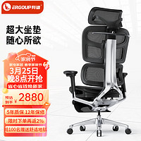 ERGOUP 有谱 FLY S500大体型人体工学椅工程学电脑椅办公椅舒适老板椅 黑框黑网+脚踏