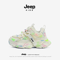 Jeep 吉普 女童运动鞋春季老爹鞋潮牌2024新款软底防滑网面童鞋儿童鞋子