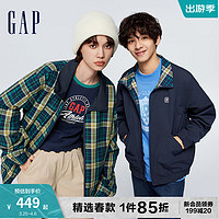 Gap 盖璞 男装春季2024LOGO撞色半高领棒球服夹克877536时尚外套 藏蓝色 180/100A(XL)亚洲尺码