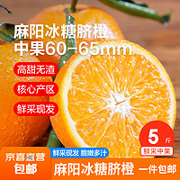 others 其他 湖南麻阳冰糖脐橙 高甜无渣 新鲜优质橙子 冰糖脐橙5斤60-65mm