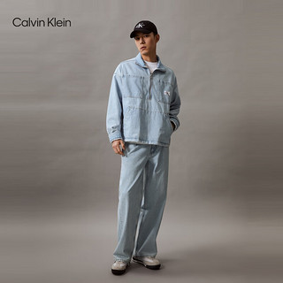 Calvin Klein【田柾国同款】Jeans24春夏男复古拉链半襟立领牛仔夹克J325550 1AA-牛仔浅蓝 S