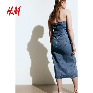 H&M2024春季女士牛仔抹胸上衣1228822 牛仔蓝 160/88A