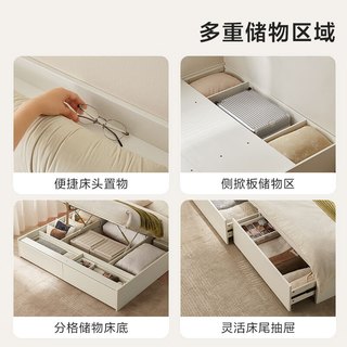 林氏家居收纳床1米5板式床榻榻米多功能床空间利用床林氏木业OY1A-A 白1A-B储物床+JH床头柜+B床垫 1800mm*2000mm 白|1A-B储物床+JH床头柜+B床垫