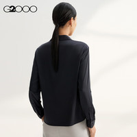 G2000【可机洗】G2000女装SS24商场柔软舒适高级感色丁布长袖衬衫 深靛蓝 34